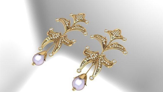 Ohrring baumelnd Schmuck Silber druckbar Sterling Gold Hochzeit Juwel brillant Mode Schönheit Ohrringe 3d print model - Mito3D