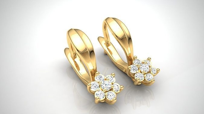 earring e13 luxury female gems jewelry gold gem brilliant earrings diamond jewel fashion woman girl beautiful fine glossy luxurious good beauteous courtly stylish 3D print model - Mito3D