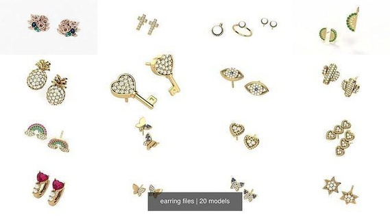 boucle d'oreille dossiers 3d bijoux boucle d'oreille boucles d'oreilles or gemme bijou platine argent cadeau 3d print model - Mito3D