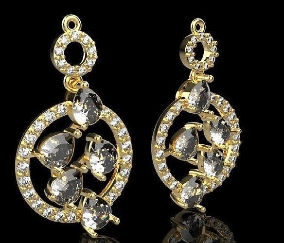earring gold jewelry gem silver brilliant art earrings 3D print model - Mito3D