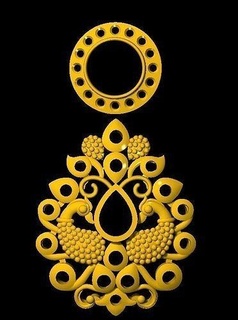 earring golden peacock pendant gold earrings tops silver 3dmodel god jewelry wedding engagement gem 3d print model - Mito3D