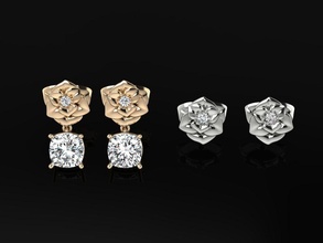 boucle d'oreille id001 bijoux précieux luxe or diamant mode bijou gemme mariage imprimable boucles d'oreilles tiffany fleur Rose 3d print model - Mito3D