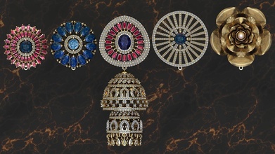 brinco indiano jumco 5 in 1 joalheria jóia jóias gema casamento diamante imprimível moda beleza tops noivado brincos 3d print model - Mito3D