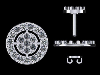 earring pair earrings diamonds center gold jewelry diamond wedding 3d print model - Mito3D