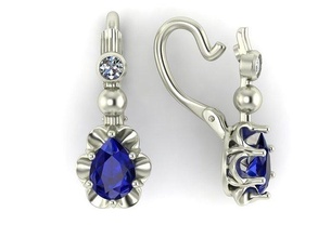 earring pear gems jewellery diamond female cad brillant printable jewelry gold fashion 3dm stl obj gem rhino cnc woman jewel earrings 3d print model - Mito3D