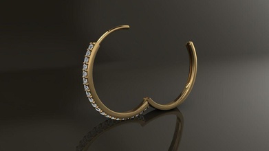boucle d'oreille côté diamant cerceau grand Taille 22mm diamètre bijoux oreille cerceaux antique ancien classique femmes femelle mode 3d print model - Mito3D