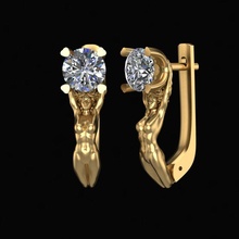 boucle d'oreille sportive diamant bijoux gemme argent or brillant imprimable sterling mode beauté boucles d'oreilles 3d print model - Mito3D