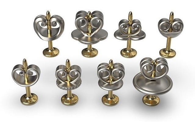 küpe damızlık it kilit sırt toka i̇leti altın platin gümüş ambar elmas yazdırılabilir mücevher takı kulak 3d print model - Mito3D