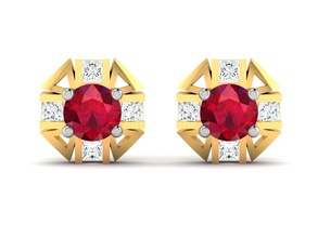 earrings 2419 or goujon boucle d'oreille rubis calcul boucles d'oreilles bijou bijoux diamant imprimable gemme brillant 3d print model - Mito3D