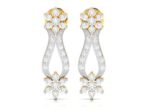 earrings 2924 elmas çiçek küpe in altın mücevher yazdırılabilir çemberler çiviler gümüş takı lüks platin değerli 3d print model - Mito3D