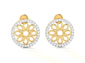 earrings-3145 diamond earring gold earrings studs hoopsandhuggies jewellery jewel gem silver printable jewelry gift 3d print model - Mito3D