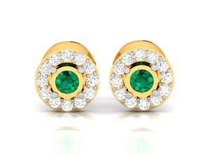 earrings-8070 emerald diamond earrings gold studs hoopsandhuggies jewel printable jewellery precious wedding jewelry 3d print model - Mito3D