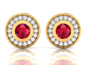 earrings-8825 ruby diamond stud earrings gold studs hoopsandhuggies jewel printable jewellery precious wedding jewelry 3d print model - Mito3D