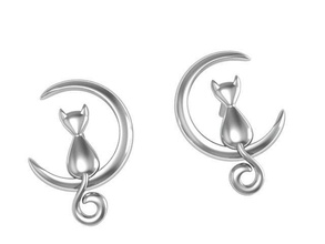 earrings studs gatos comprar 3d modelo hermoso brillante canalla diamante elegante joya oro platino joyería joyeria cera precioso versión impresa pendientes molienda espárragos 3d print model - Mito3D