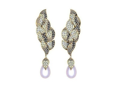 boucles d'oreilles bijou bijoux diamant solitaire mode filles imprimable mariée or engagement Indien traditionnel femme 3d print model - Mito3D
