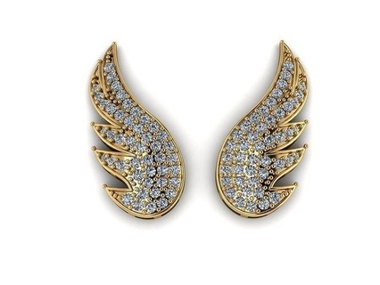 brincos imprimível diamante solitário mulher moda meninas nupcial ouro noivado indiano jóias jóia tradicional joalheria asas colares 3d print model - Mito3D
