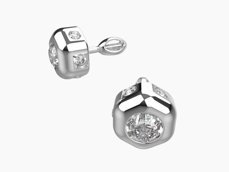 gli orecchini gioielli oro i diamanti stampabile il rendering 3D print model - Mito3D