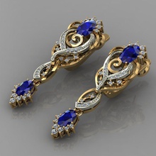 earrings earring gold jewelry diamond silver gem jewel jewellery printable 3d print model - Mito3D