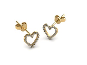 aretes la joyería corazón amor precioso el romance de oro brillante plata imprimible gem sterling joya esférica tensión dialéctica diamant vintag diamante 3d print model - Mito3D