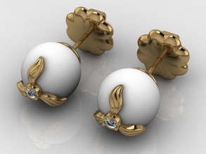 des boucles d'oreilles bijoux or joyau gem pierre 3d print model - Mito3D