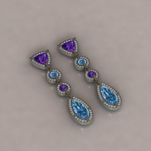 gli orecchini gioielli gemme diamante 3d print model - Mito3D