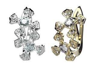 des boucles d'oreilles bijoux de l'engagement ruby le saphir l'émeraude diamant la conception brillant ronde réglage gem imprimable 3d print model - Mito3D