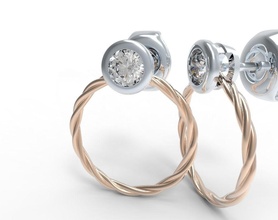 orecchini diamante oro solido rinoceronte stampabile cavo moda bellezza Stampa argento gioielleria 3d print model - Mito3D