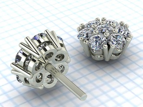 earrings poussette head diameter stones diamond jewel jewelry silver brilliant gold sapphire ruby fashion beauty 3d print model - Mito3D