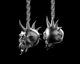 brincos anel crânio ouro prata esqueleto joalheria argolas 3d print model - Mito3D