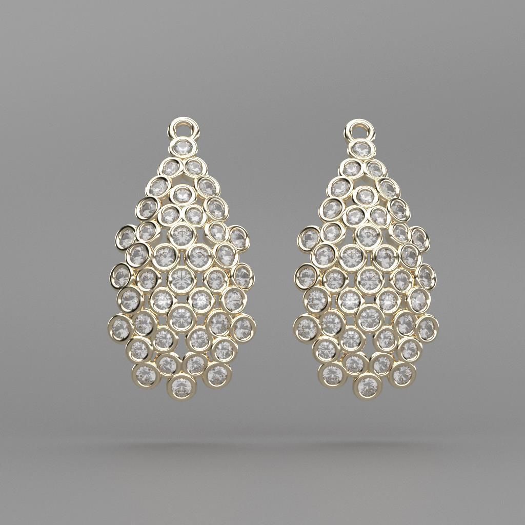 earrings gold cluster jewelry design printable jewellery designer ring 3D print model - Mito3D