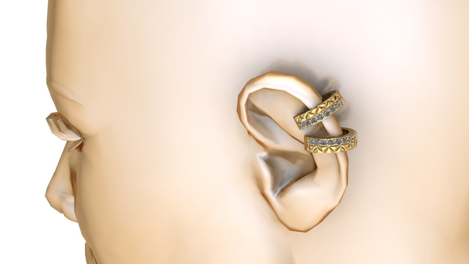 boucles d'oreilles mode bijoux sterling argent imprimable bague bijou mariage engagement platine gemme or diamant beauté saphir 3D print model - Mito3D