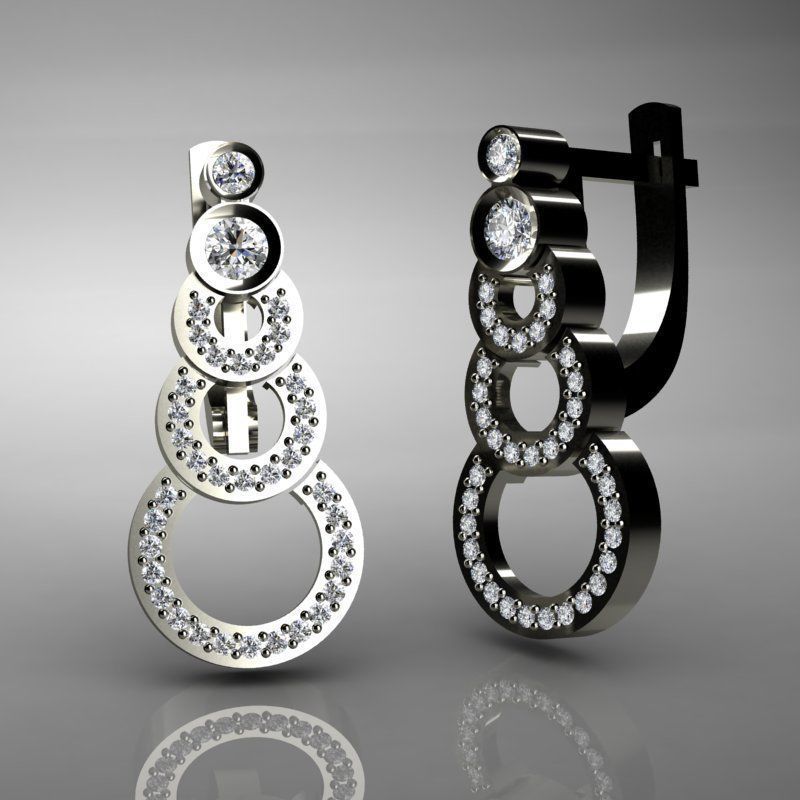 boucles d'oreilles bijoux gemme or brillant 3D print model - Mito3D