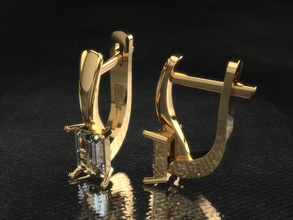 Ohrringe 0031 Schmuck Luxus gold Mode bedruckbar ist Ohrring baguette 3d print model - Mito3D