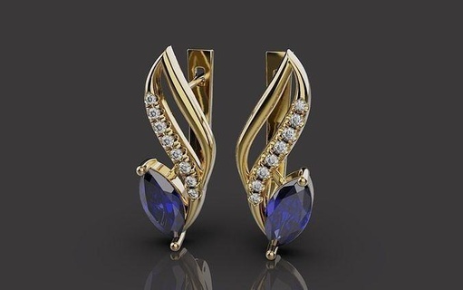 earrings 0076 jewelry gold silver diamond printable jewellery wedding platinum earring luxury jewel gem fashion brilliant world women love rosgold 3d print model - Mito3D