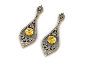 earrings 14 gold diamond jewelry fashion 3d print model - Mito3D