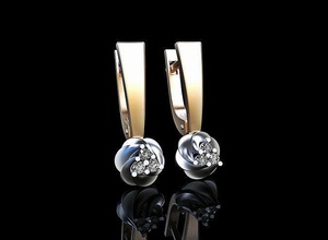 boucles d'oreilles 3 petit pierres or castes bijoux 3d modélisation Créatif conception prototiping rendu animation argent bijou gemme boucle d'oreille élégant extravagant diamant 3d print model - Mito3D