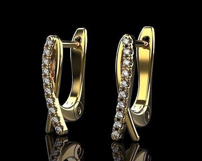 orecchini 3d Stampa modello oro cerchio diamanti orecchino gioielleria argento diamante gioiello nozze brillante anelli gemma 3d print model - Mito3D