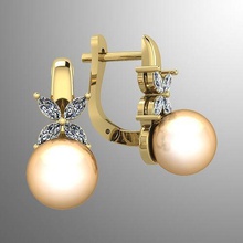 earrings 42 gold shining luxury pearl 3dpearl 3d 3dearrings 3djewel jewel jewelry 3djewelry jewellery 3djewellery engagem printable 3d print model - Mito3D