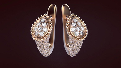 boucles d'oreilles 4 boucheron collection texture modèle boucle d'oreille gemme bijou argent diamant bague imprimable brillant or bijoux 3d print model - Mito3D