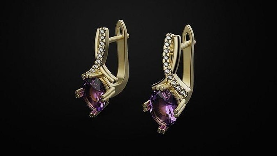 orecchini ametista gioielleria platino moda gemma argento brillante oro orecchini ametista lusso 3d print model - Mito3D