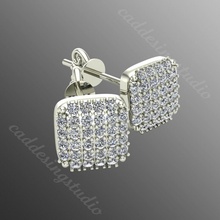 pendientes bi 13 lujo joyería joya arete diamante brillante imprimible 3d Moda oro plata moderno gemas diseño anillo elegante 3d print model - Mito3D