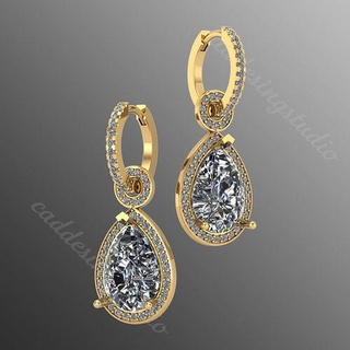 earrings bi 23 jewelry luxury platinum gold printable jewel brilliant fashion beauty earring nudo gem shining brillant ruby diamant sapphire engagem 3d print model - Mito3D
