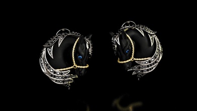earrings black horse jewelry jewellery earring stones diamond jewels 3d print model - Mito3D