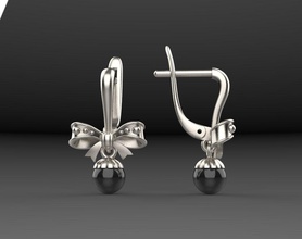 earrings bow 3d jewelry gold silver pearls gift accessories fashion platinum gem chrome luxury amber bead leaves pendant earring 3d print model - Mito3D