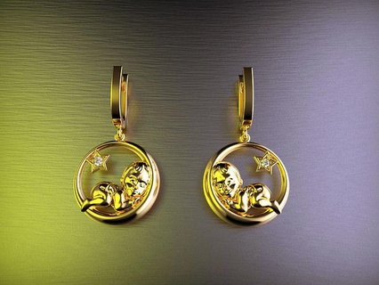 küpe oğlan ay altın takı lüks parlıyor gümüş yazdırılabilir angagem platin elmas Boyonthemoon bebek markalar mücevher 3dprint düğün kavramsal Sokolov 3d print model - Mito3D