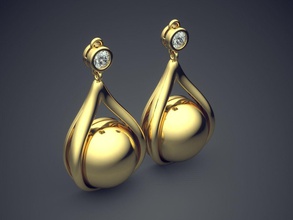 orecchini cad-4645 brillante cad il design dettaglio diamante di fidanzamento gemma oro gioiello gioielli disco platino stampabile anello anelli argento matrimonio gli 3d print model - Mito3D