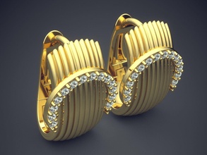 orecchini cad-5322 brillante cad il design dettaglio diamante di fidanzamento gemma oro gioiello gioielli disco platino stampabile anello anelli argento matrimonio gli 3d print model - Mito3D