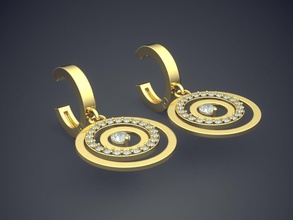 orecchini cad-6122 gioielli brillante cad il design dettaglio diamante di fidanzamento gemma oro gioiello disco platino stampabile anello anelli argento matrimonio gli 3d print model - Mito3D