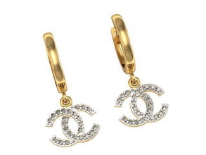 earrings chanel jewelry 3djewelry cad diamond elegant gem gold platinum jewelryprint jewelrywax precious printversion silver milling luxary fashion buy brilliant 3d print model - Mito3D