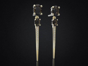 boucles d'oreilles propres ovale double joyau bijoux de la conception des boucle d'oreille 3 bague en diamant le l'anneau d'argent or brillant fiançailles mode beauté l'habillement bracelet imprimable 3d print model - Mito3D